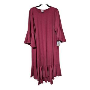 LULAROE Maurine Ruffle‎ Hem Dress Bell Sleeves, Size 3XL